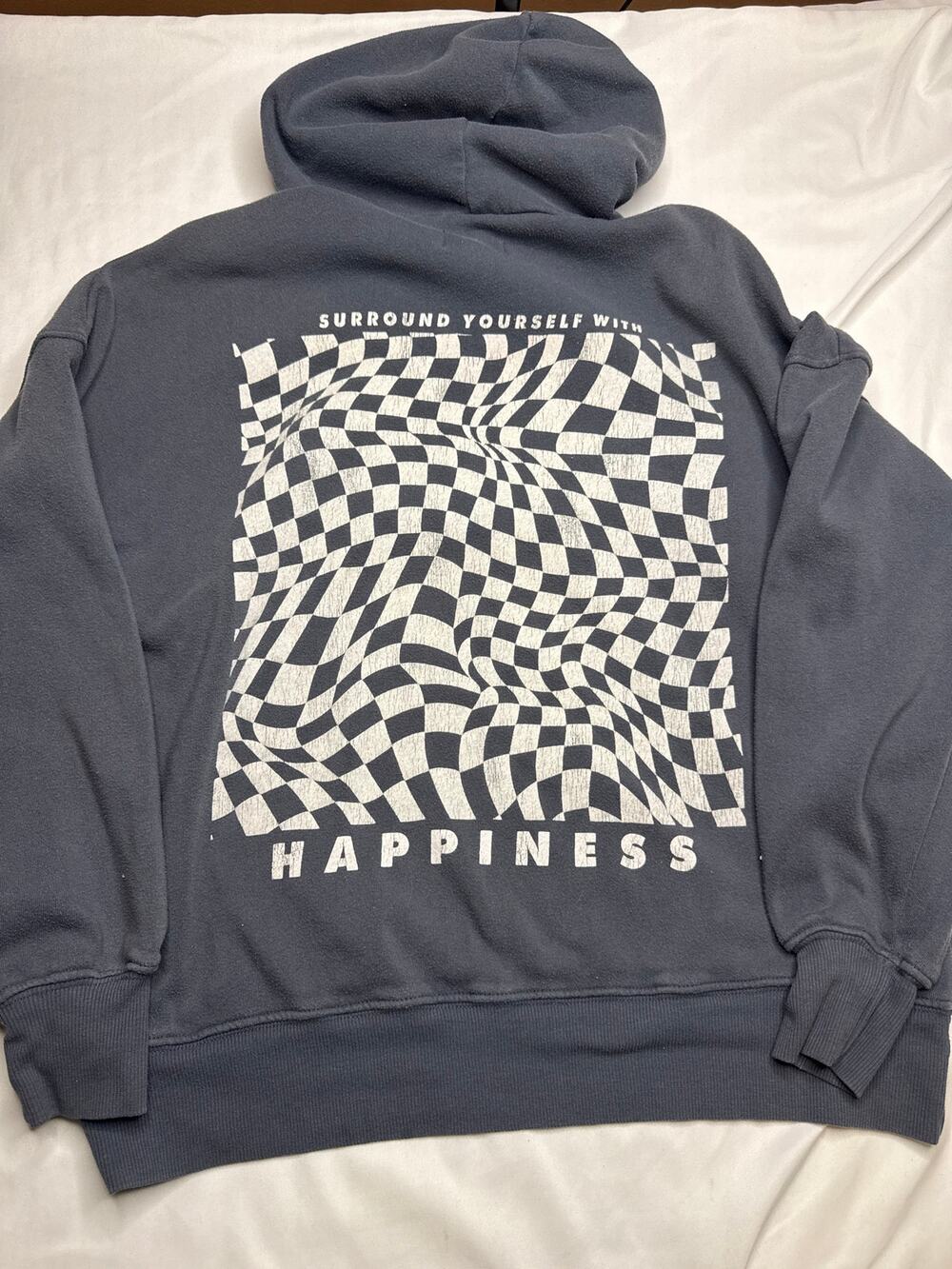 Grayson Threads Black Label Happiness Graphic Hoodie Women’s Medium Blue Gray